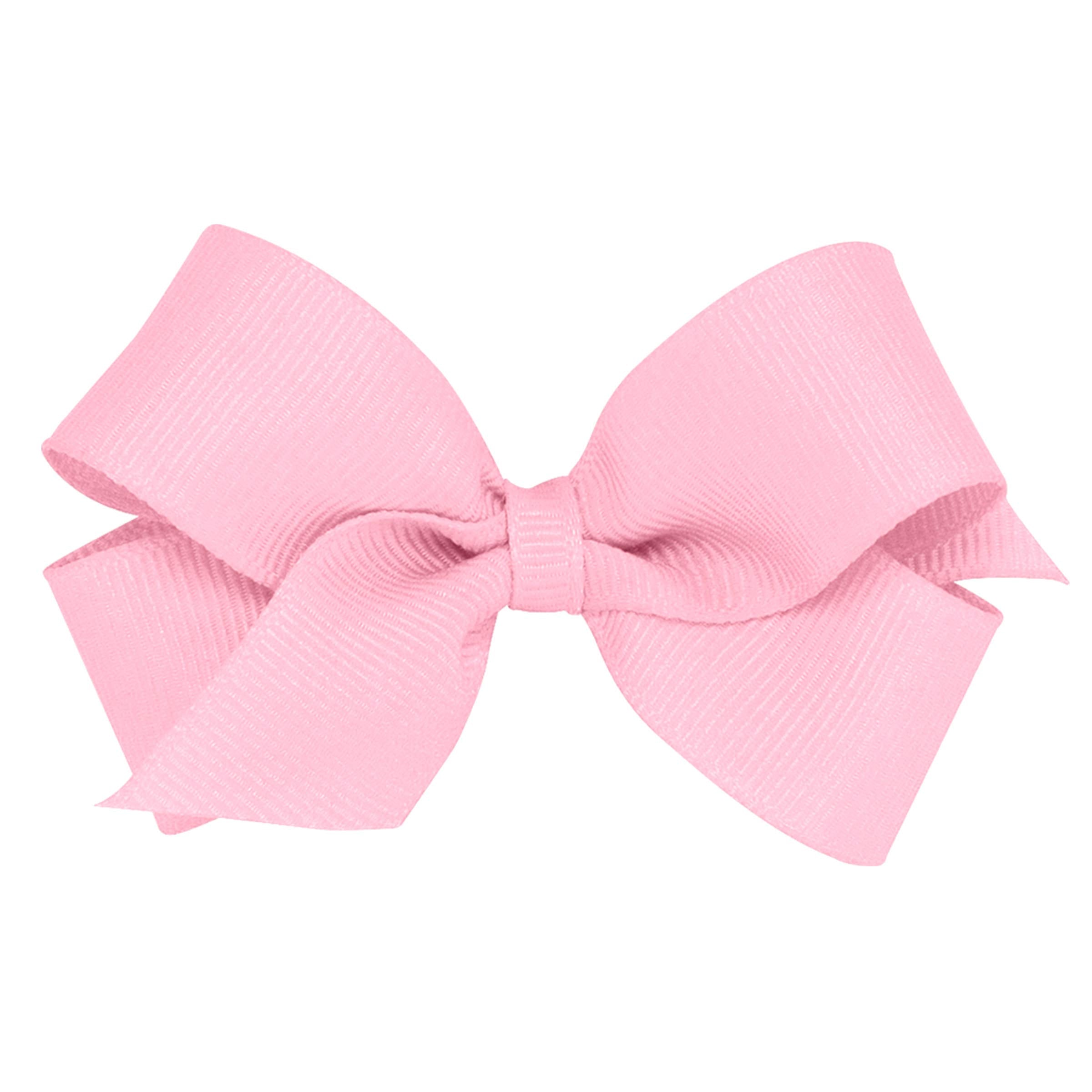 Wee Ones Pearl Pink bow on WeeStay clip keeps hairstyle secure all day