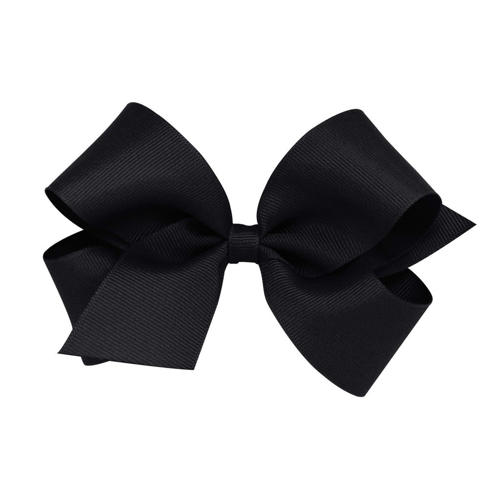 Wee Ones plain wrap classic grosgrain black bow front view offers timeless style and durability.