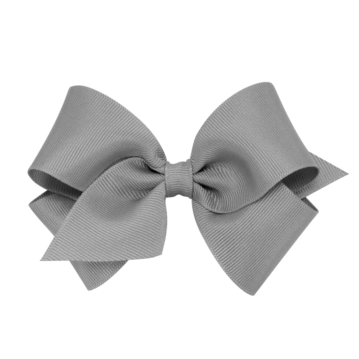 Wee Ones plain wrap classic grosgrain bow gray with secure WeeStay clip for all-day hold
