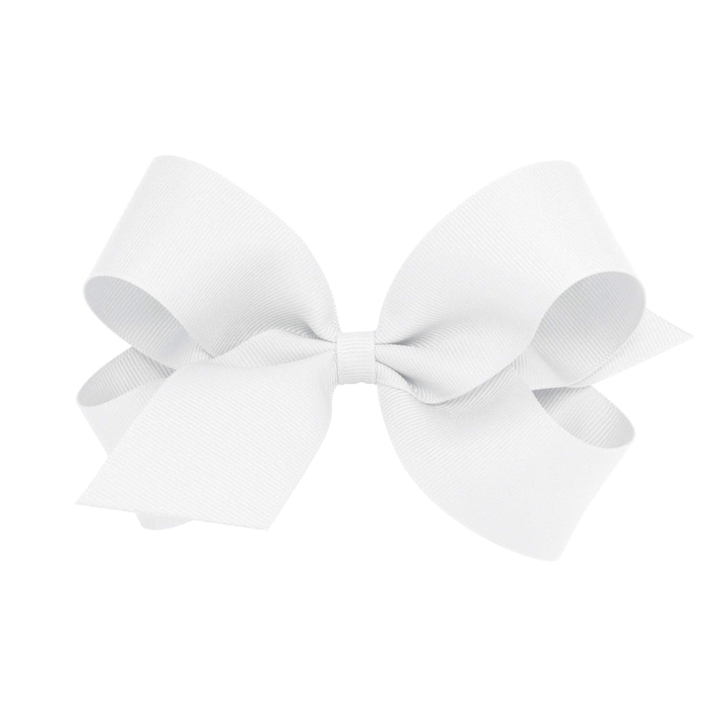 Wee Ones plain wrap classic grosgrain bow on a white clip for secure all-day wear.