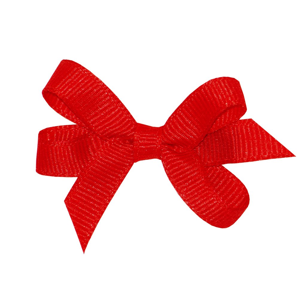 Wee Ones plain wrap red grosgrain bow with WeeStay clip for secure wear