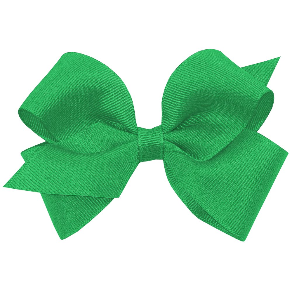 Wee Ones green plain-wrap grosgrain bow on clip for everyday wear
