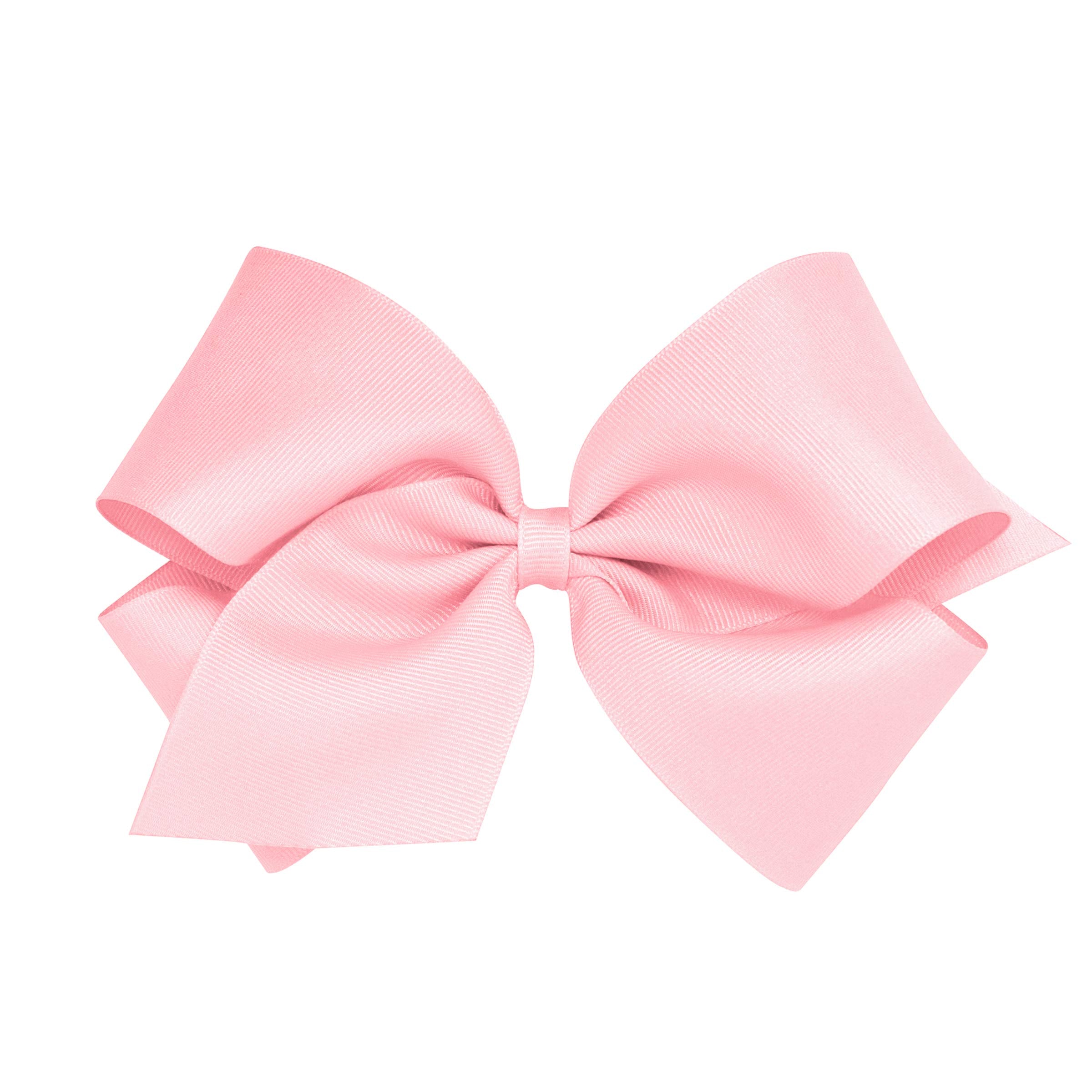 Wee Ones plain wrap grosgrain bow in light pink with secure WeeStay clip for all-day wear.