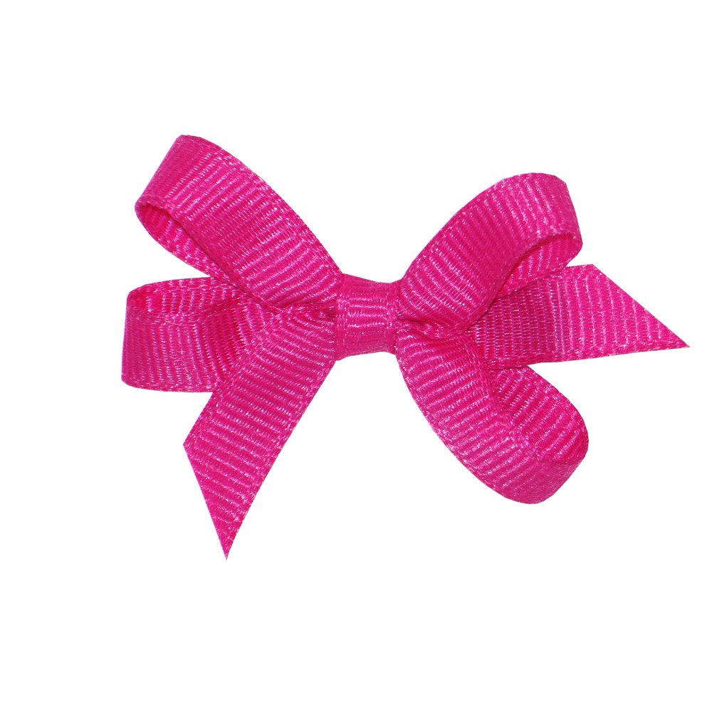 Wee Ones Shocking Pink plain wrap grosgrain bow with WeeStay clip for secure wear.