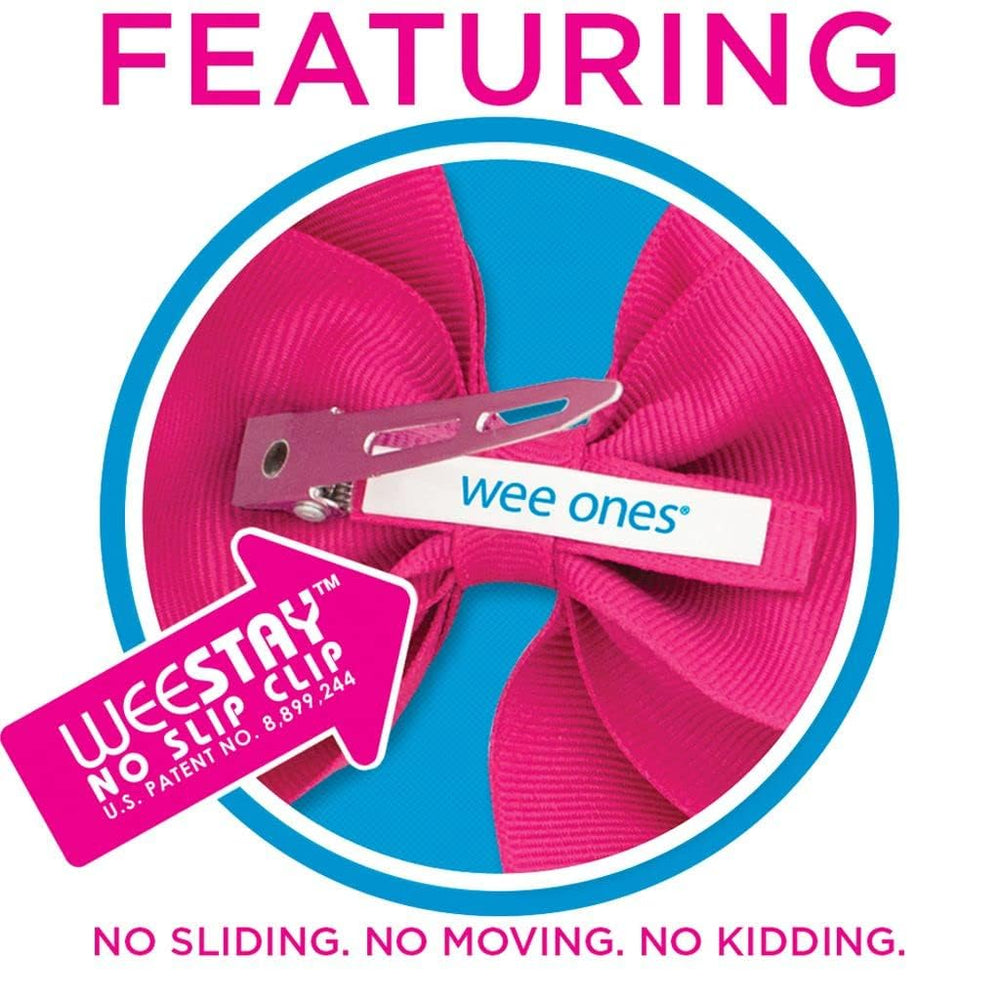 Wee Ones WeeStay no-slip clip on king-size bow keeps hair in place during events.