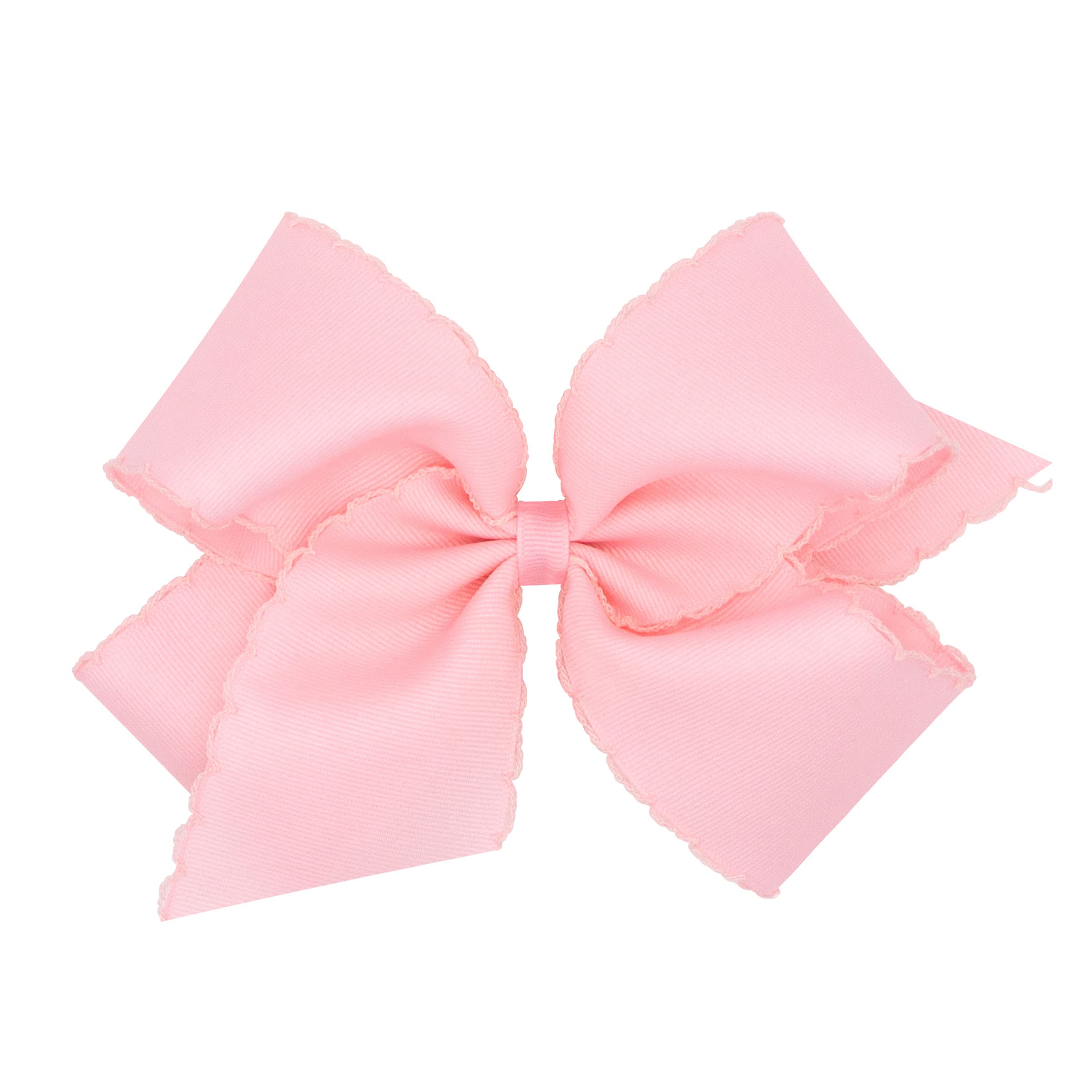 Wee Ones Moonstitch bow on WeeStay clip secures hairstyles with classic charm.