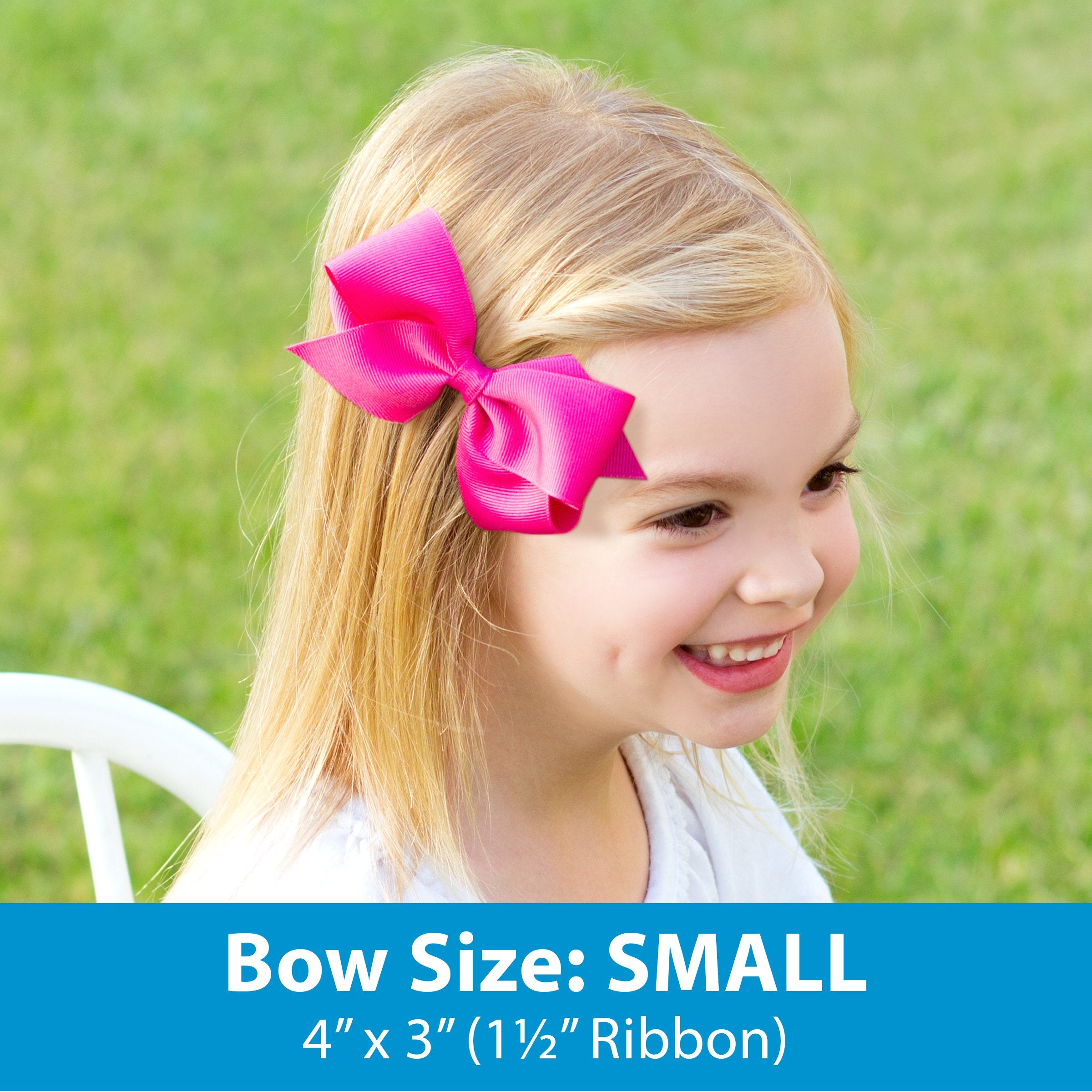 Wee Ones yellow Grosgrain bow close-up on WeeStay clip highlights durable heat-sealed edges