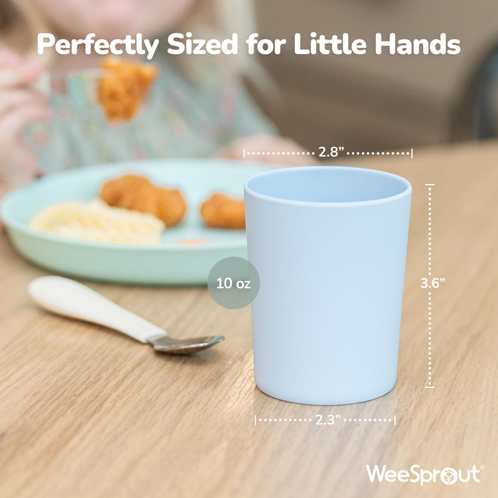 WeeSprout bamboo toddler cups 4pc set stacked highlights compact design