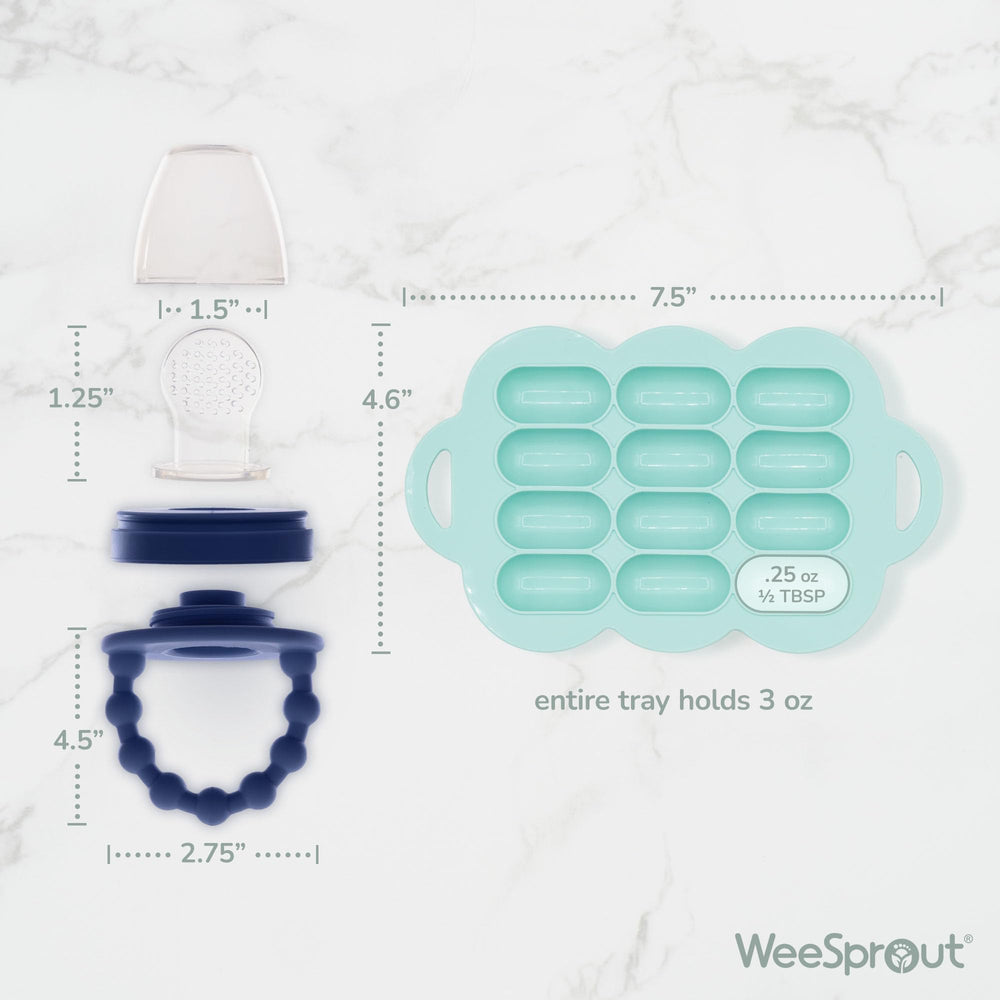 WeeSprout freezer tray with lid for 12 portions and batch prep.