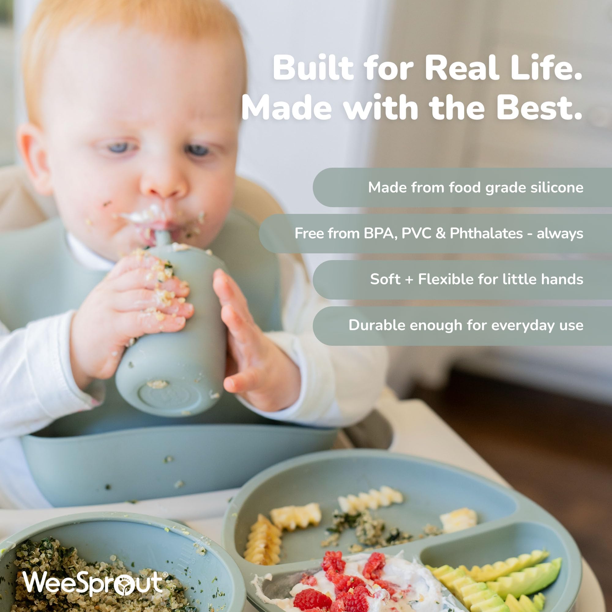 WeeSprout measurement markings help monitor daily fluid intake