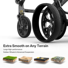 Weego wagon-stroller cup holders and snack tray keep essentials within reach