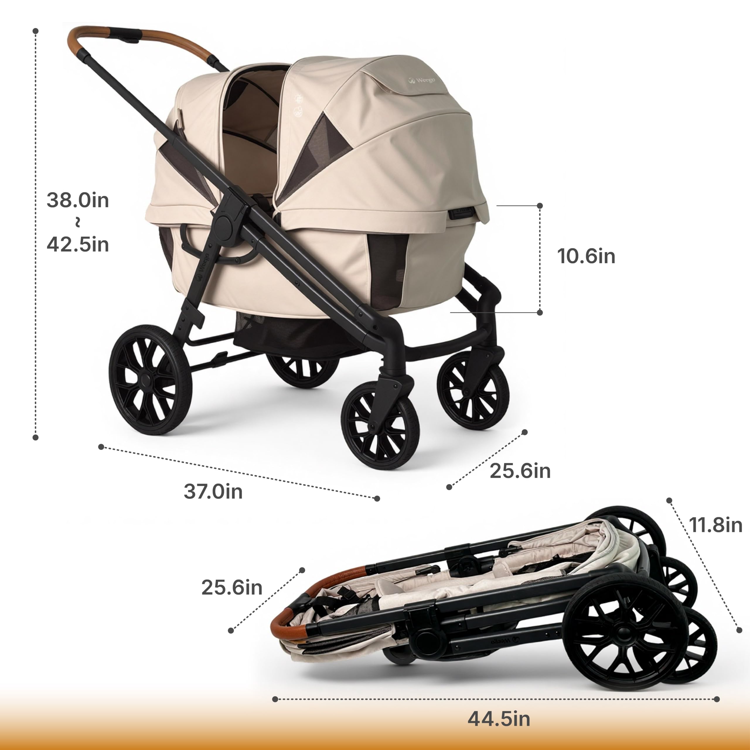 Weego wagon-stroller folded compact for easy car trunk storage