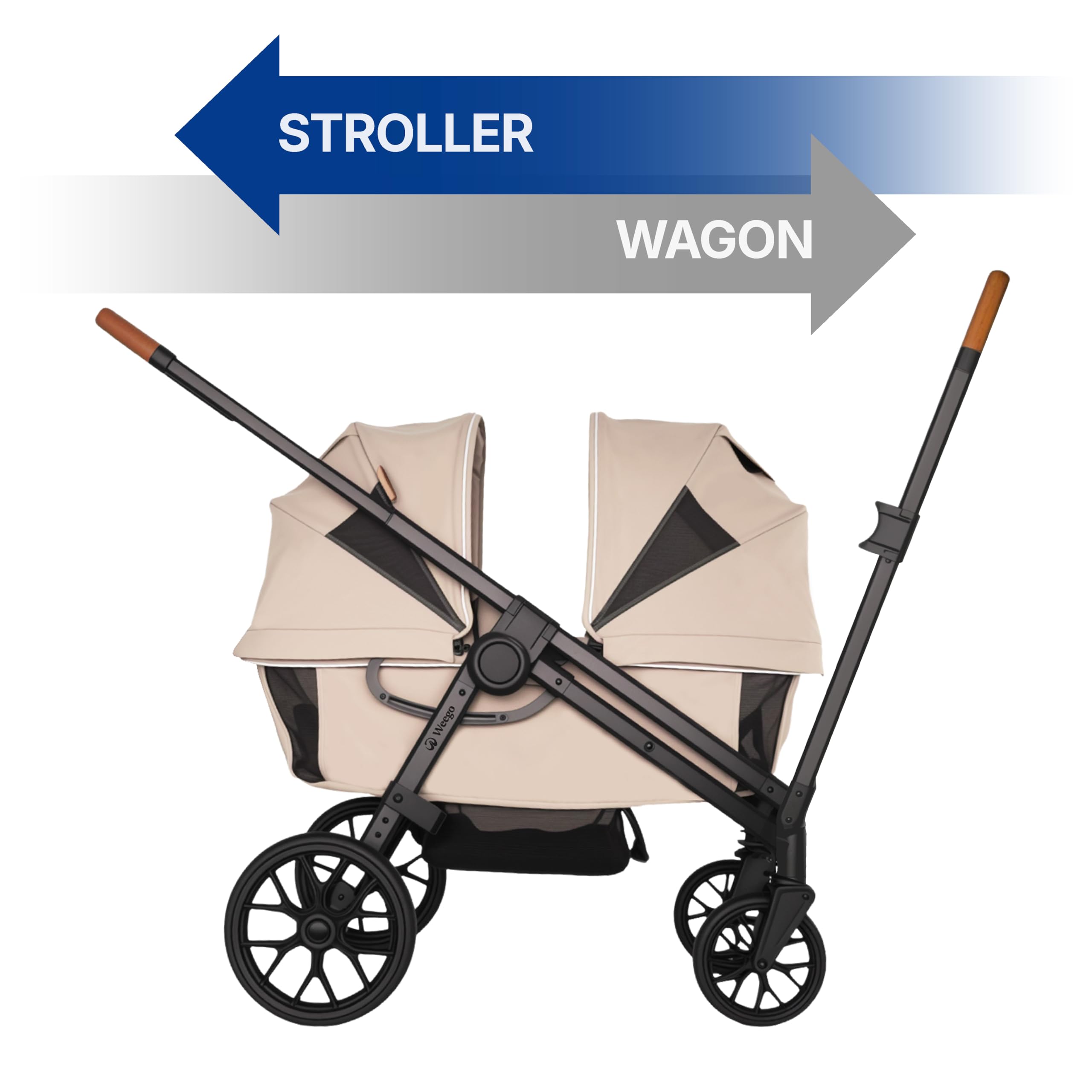 Weego wagon-stroller folded-trunk-fit demonstrates compact storage for car trips