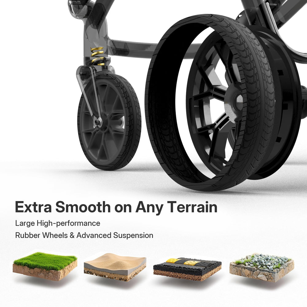 Weego wagon-stroller snack tray and cup holders in use during a day out