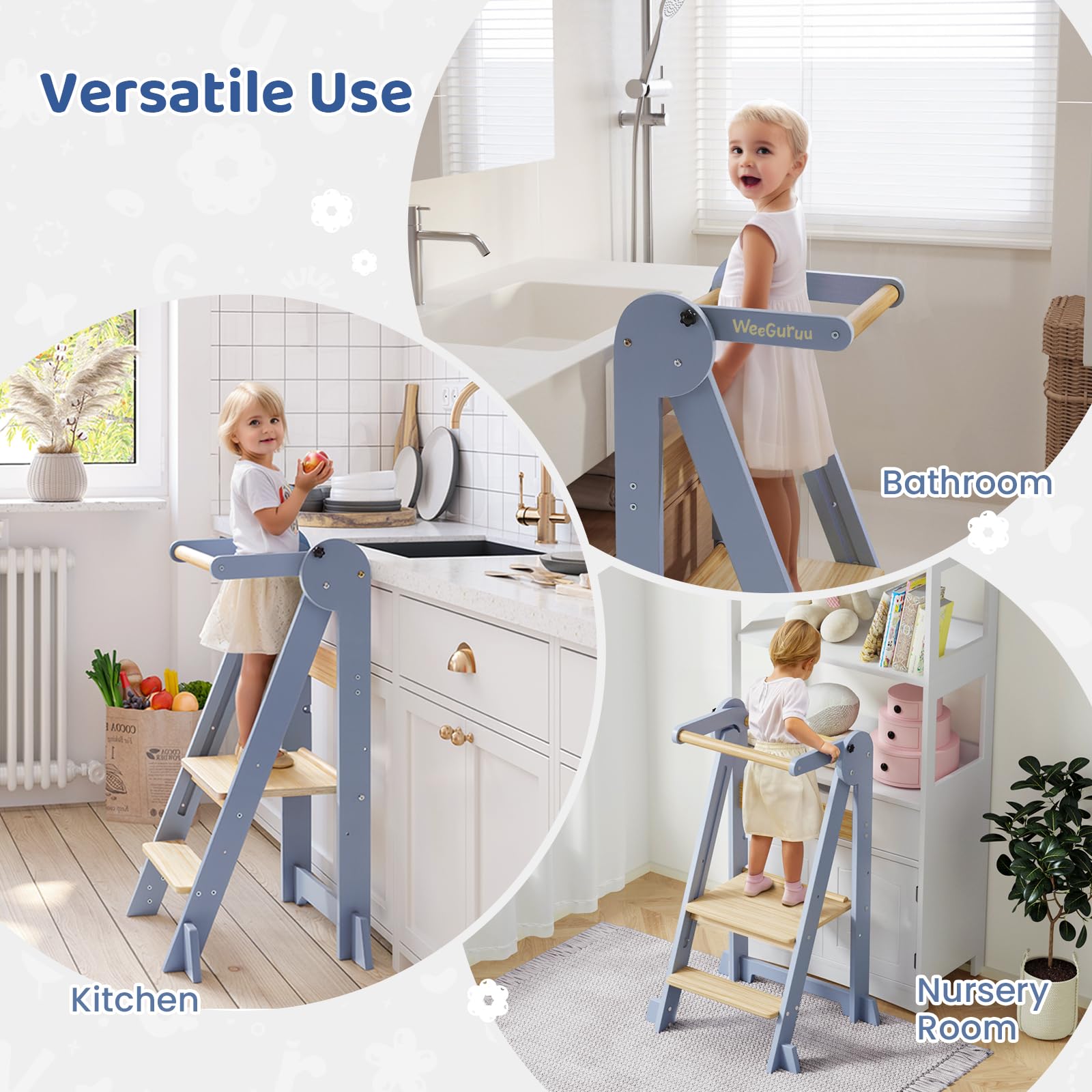 WeeGuruu foldable kitchen tower assembly instructions included for quick setup.