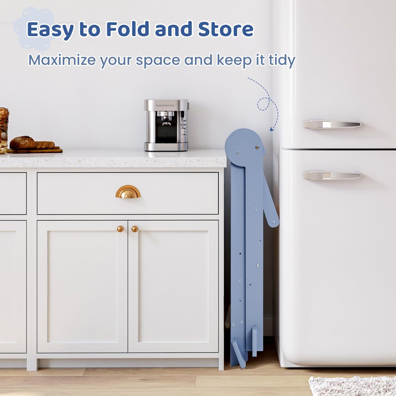 WeeGuruu foldable kitchen tower compact fold aids easy storage after use.