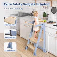 WeeGuruu foldable kitchen tower non-slip mats prevent slips on slick floors.