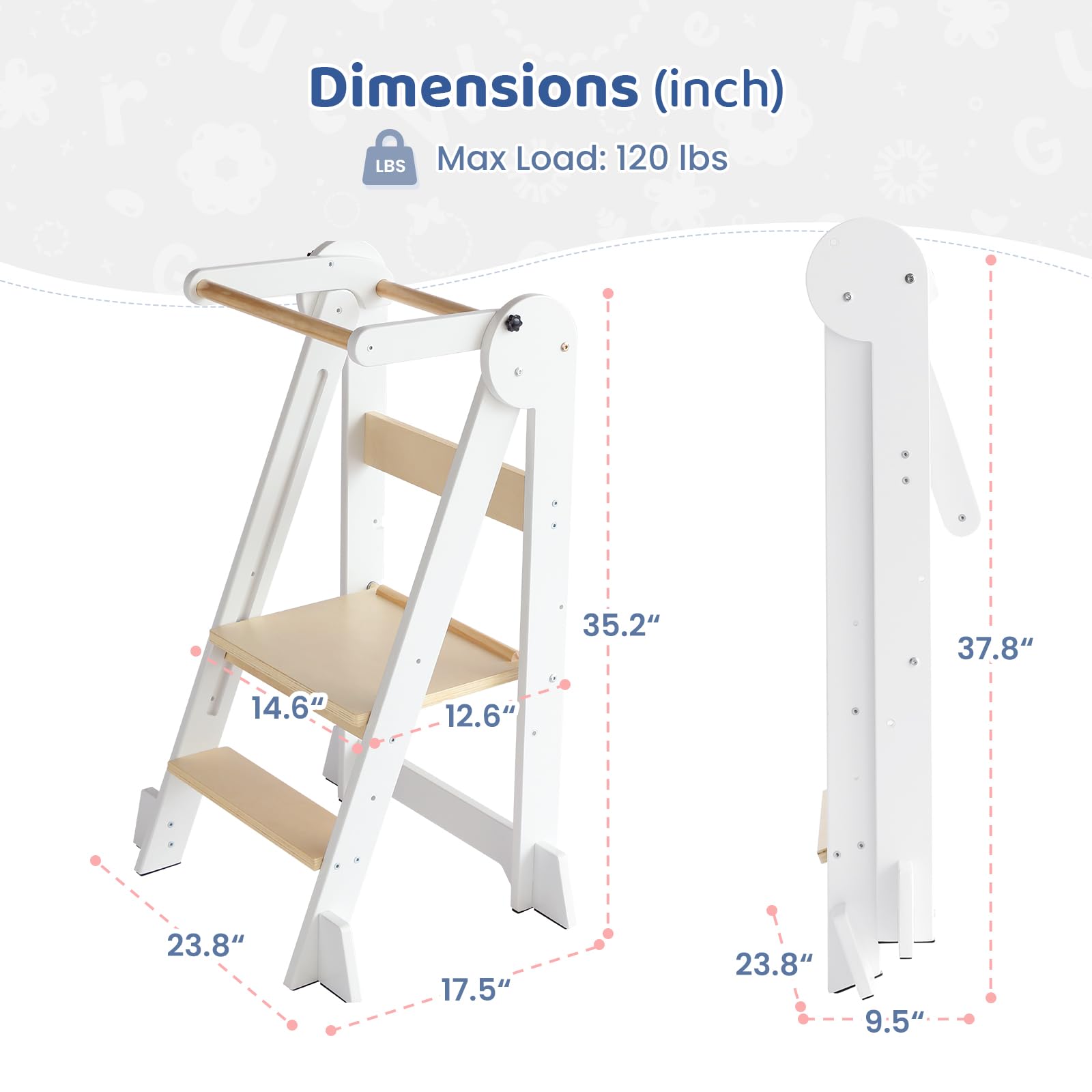 WeeGuruu Foldable Toddler Standing Tower adjustable heights grow with your child during kitchen tasks.