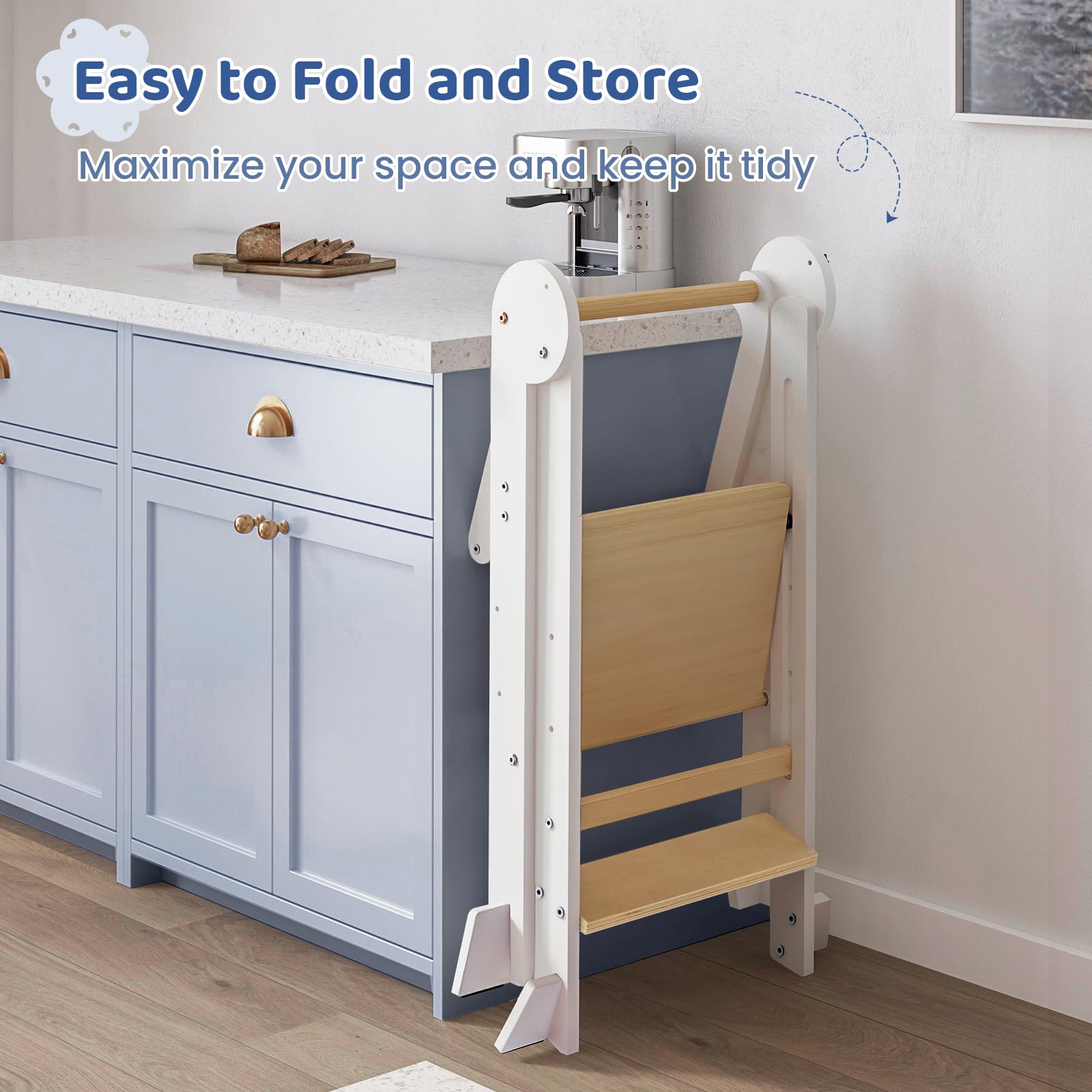 WeeGuruu Foldable Toddler Standing Tower supports up to 120 lbs for lasting use.