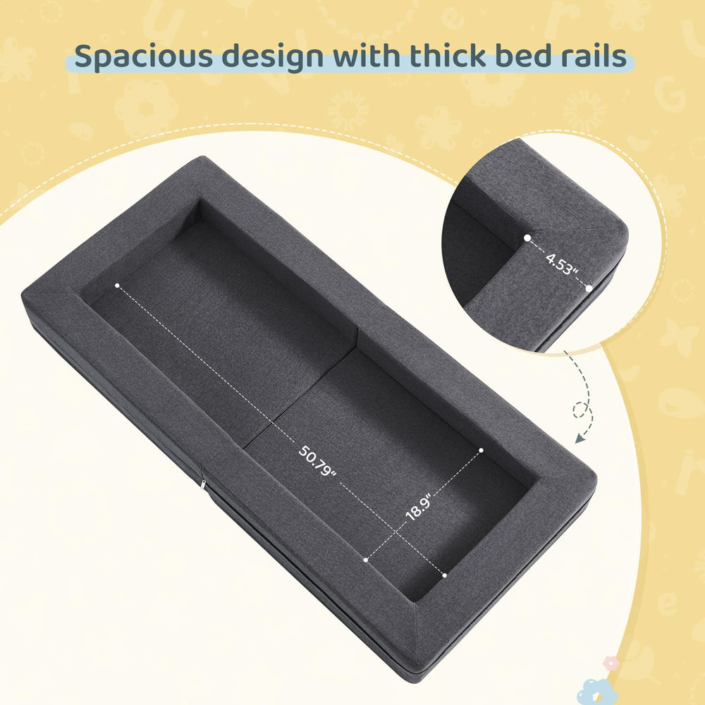 WeeGuruu toddler bed guardrails emphasize safe sleeping and prevent roll-out.
