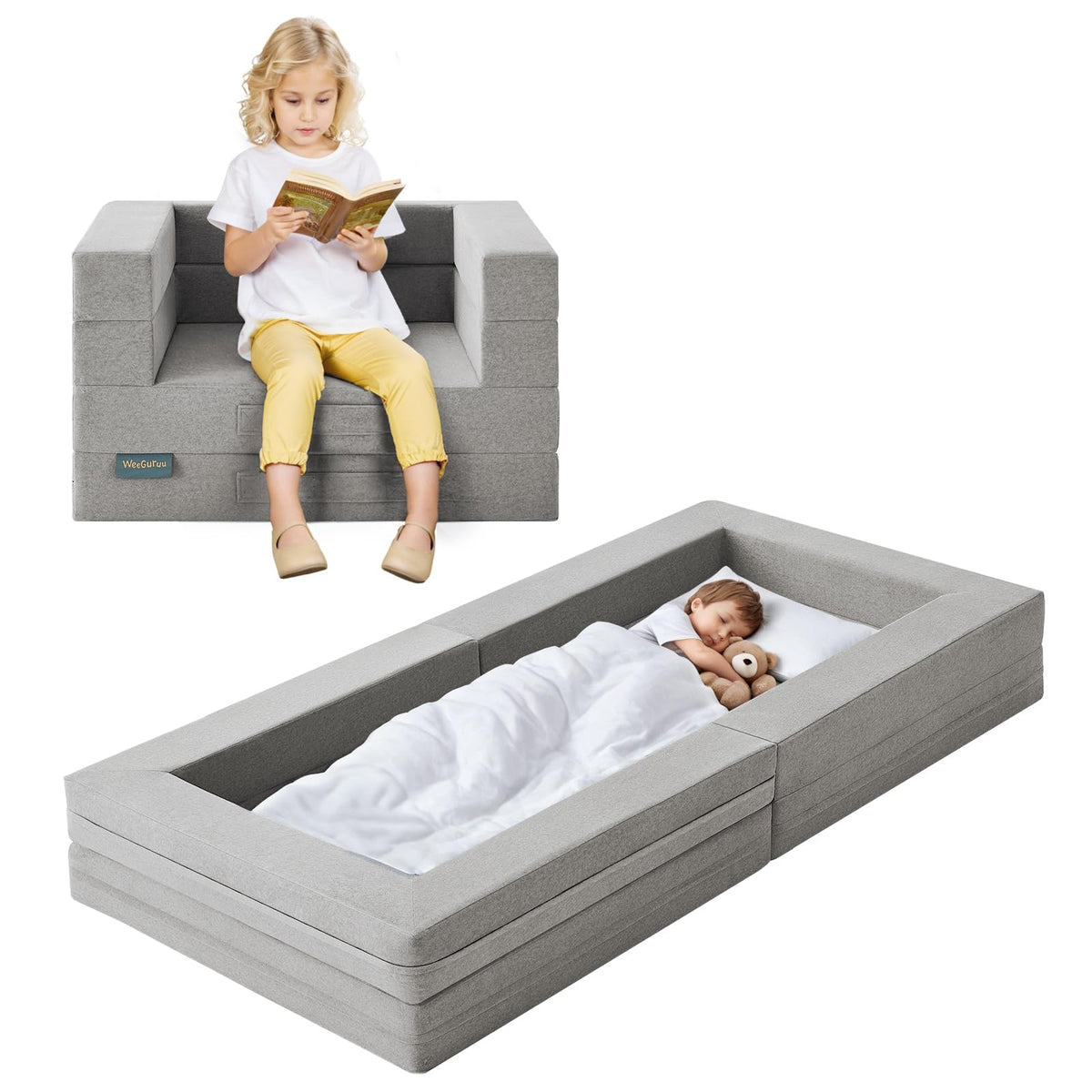 WeeGuruu 3-in-1 ash bed shows compact travel setup for families.