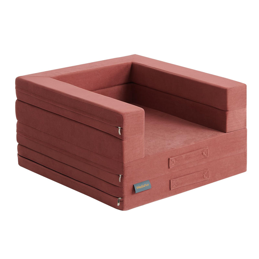 WeeGuruu travel toddler bed red cover adds everyday appeal