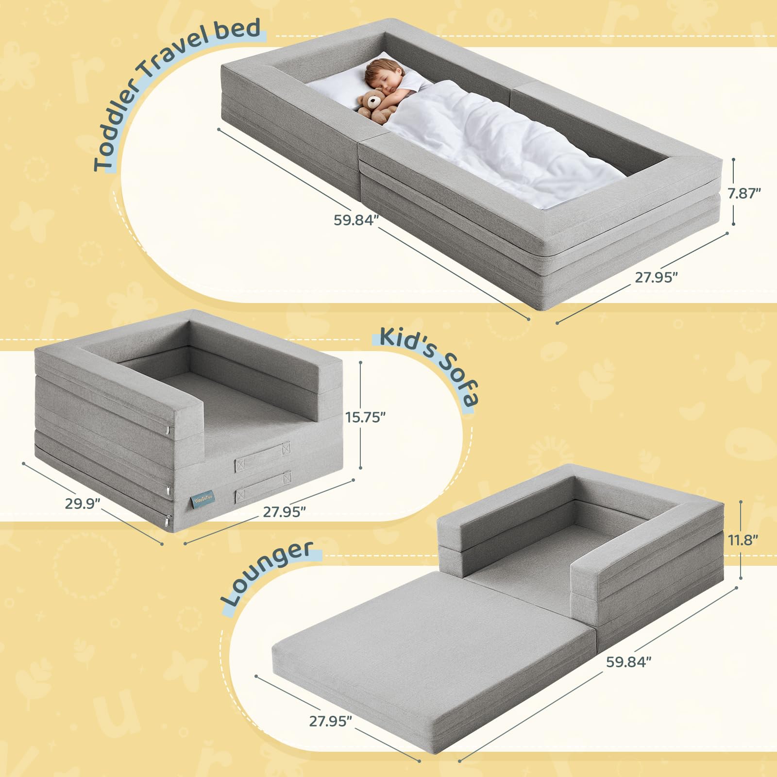 WeeGuruu ash sofa mode demonstrates cozy seating on the go.