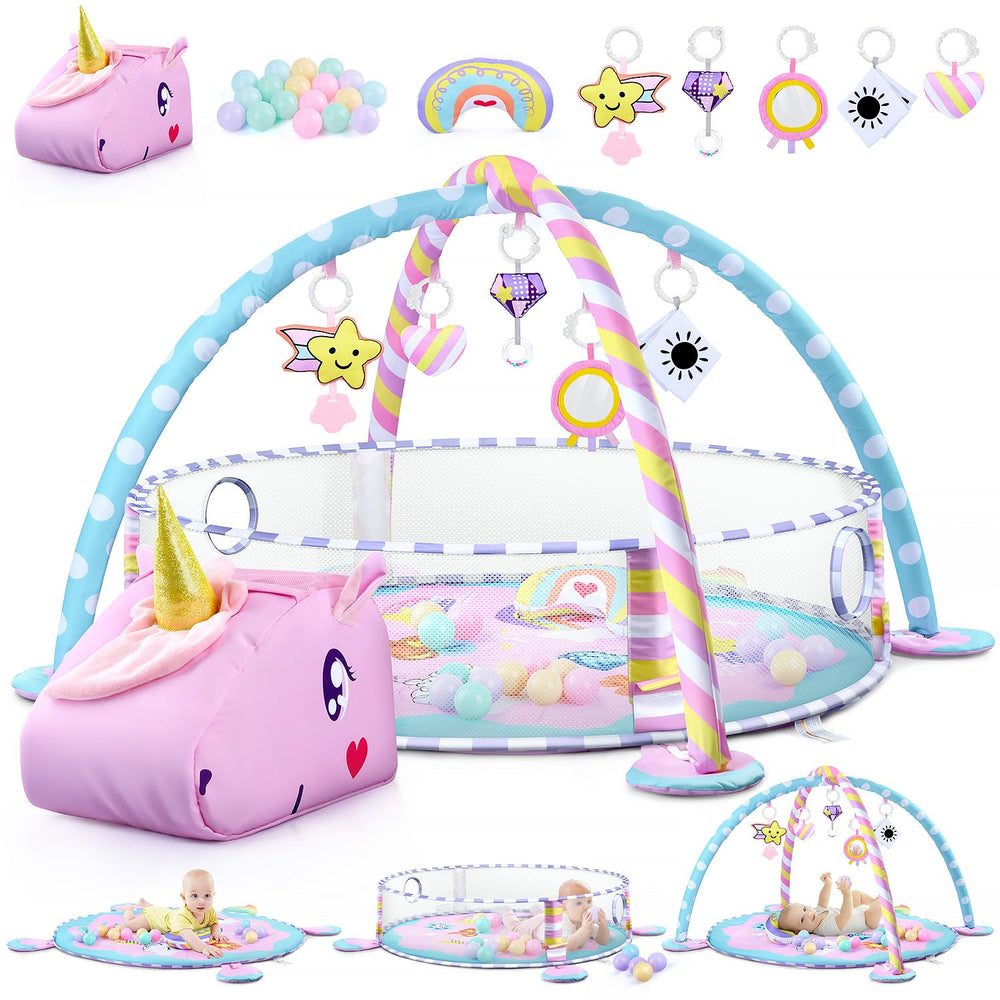 WeeHomm baby play mat with unicorn head for safe tummy time and curiosity