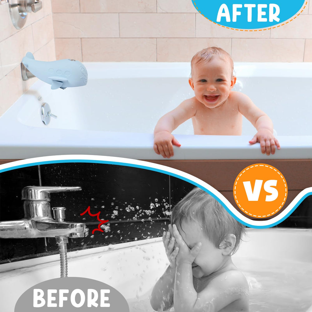 Weeme bath spout cover anti-slip strap in use for slip-proof bath time