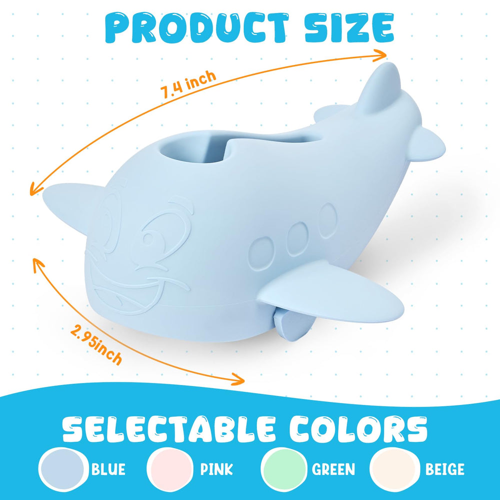 Weeme bath spout cover in blue during bath time helps prevent bumps