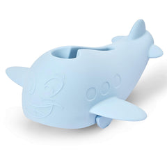 Weeme bath spout cover whale design close-up shows soft silicone cushioning for safe baths
