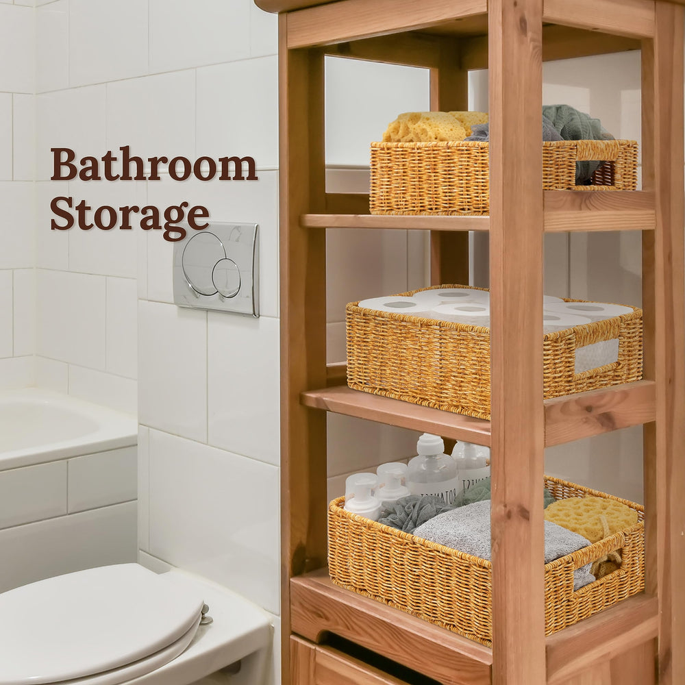 WeeNest Baskets handles easy-move amber close-up emphasizes portable organization.