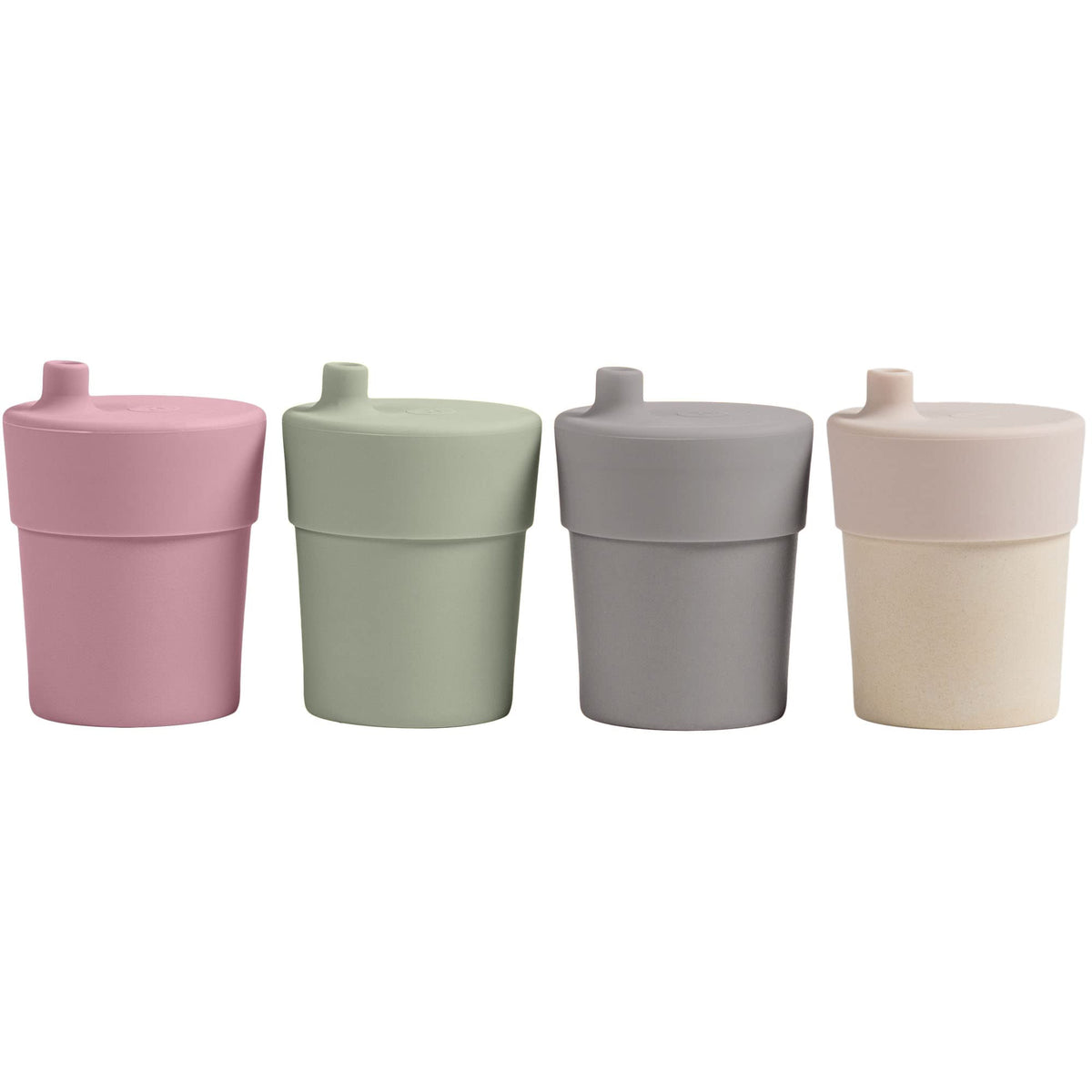 WeeSprout grow-with-me cups lids 10oz set four front view for transition from sippy to big kid