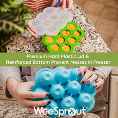 WeeSprout baby-food batch prep tray ready for portioning and freezing meals.