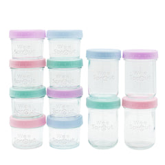 WeeSprout glass jars with pastel lids enable safe, portion-controlled meals.