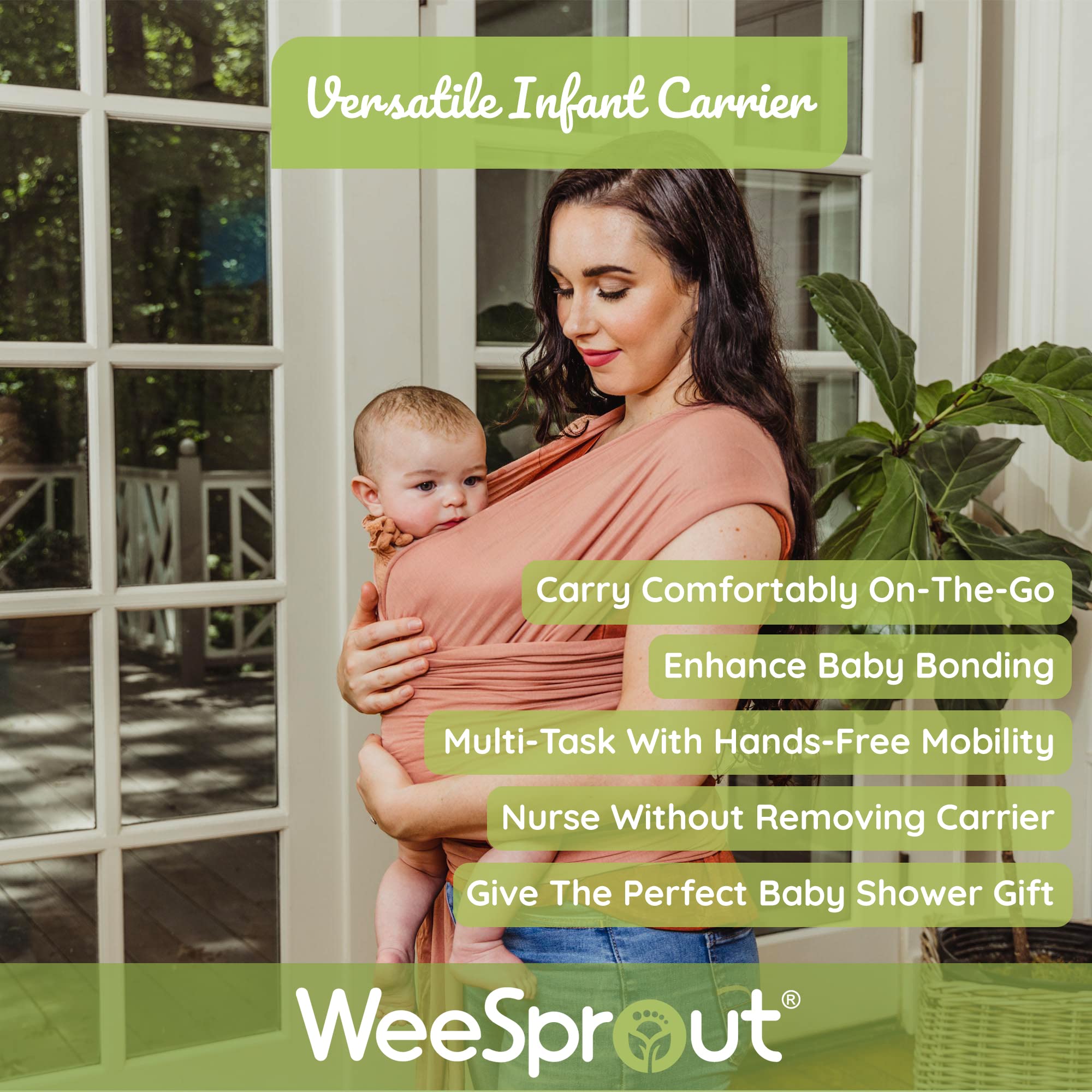 WeeSprout wrap showcases ultra breathable fabric for baby comfort during hot days.