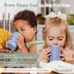 WeeSprout bite-spout silicone close-up highlights gentle sip design for kids.