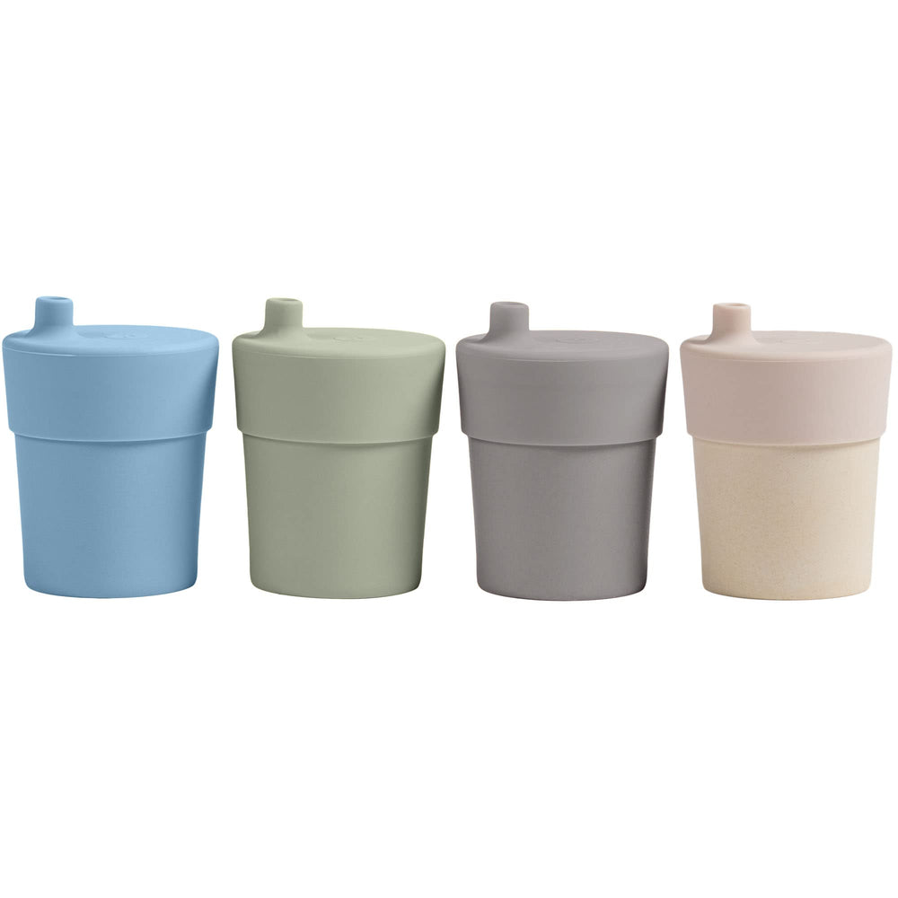 WeeSprout bamboo grow-with-me sippy cups with lids on table show kid-friendly transition.