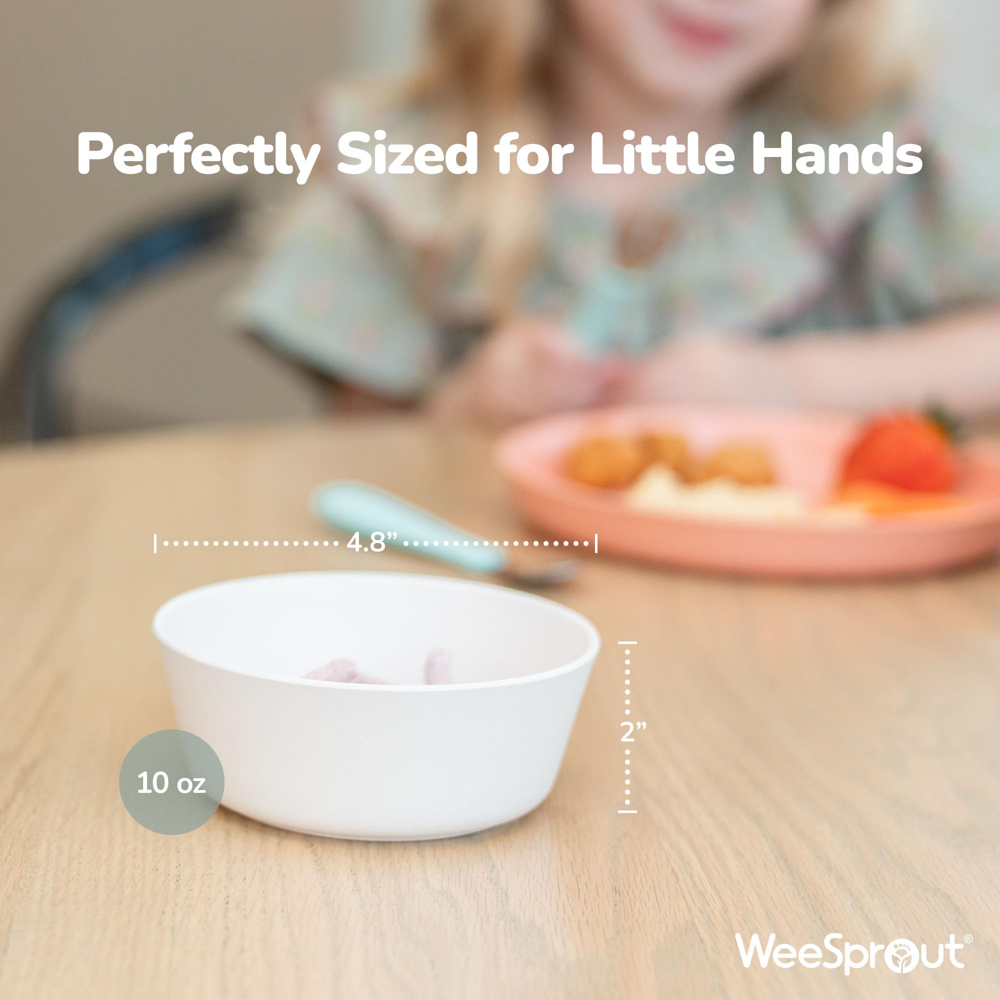 WeeSprout bamboo kids bowls blue, ideal toddler portions at family meals