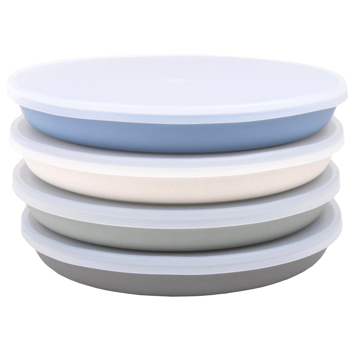 WeeSprout bamboo plates kid-size flatlay for mess-free toddler meals and easy stacking