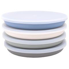 WeeSprout bamboo plates kid-size flatlay for mess-free toddler meals and easy stacking