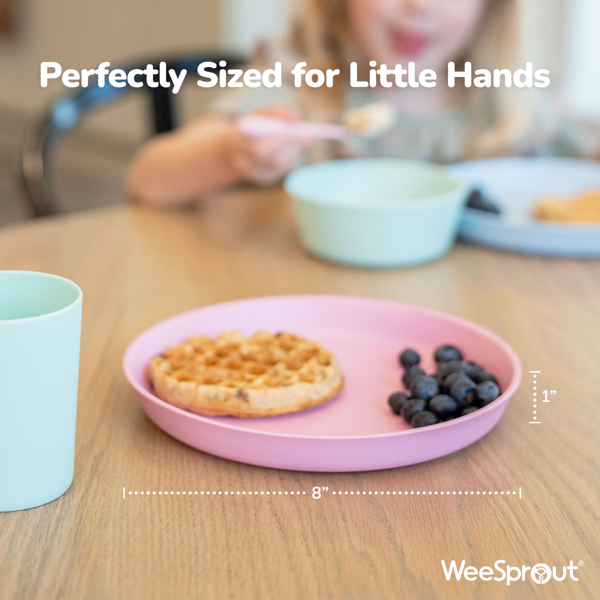 WeeSprout Bamboo Plates kid-size portion for easy self-feeding