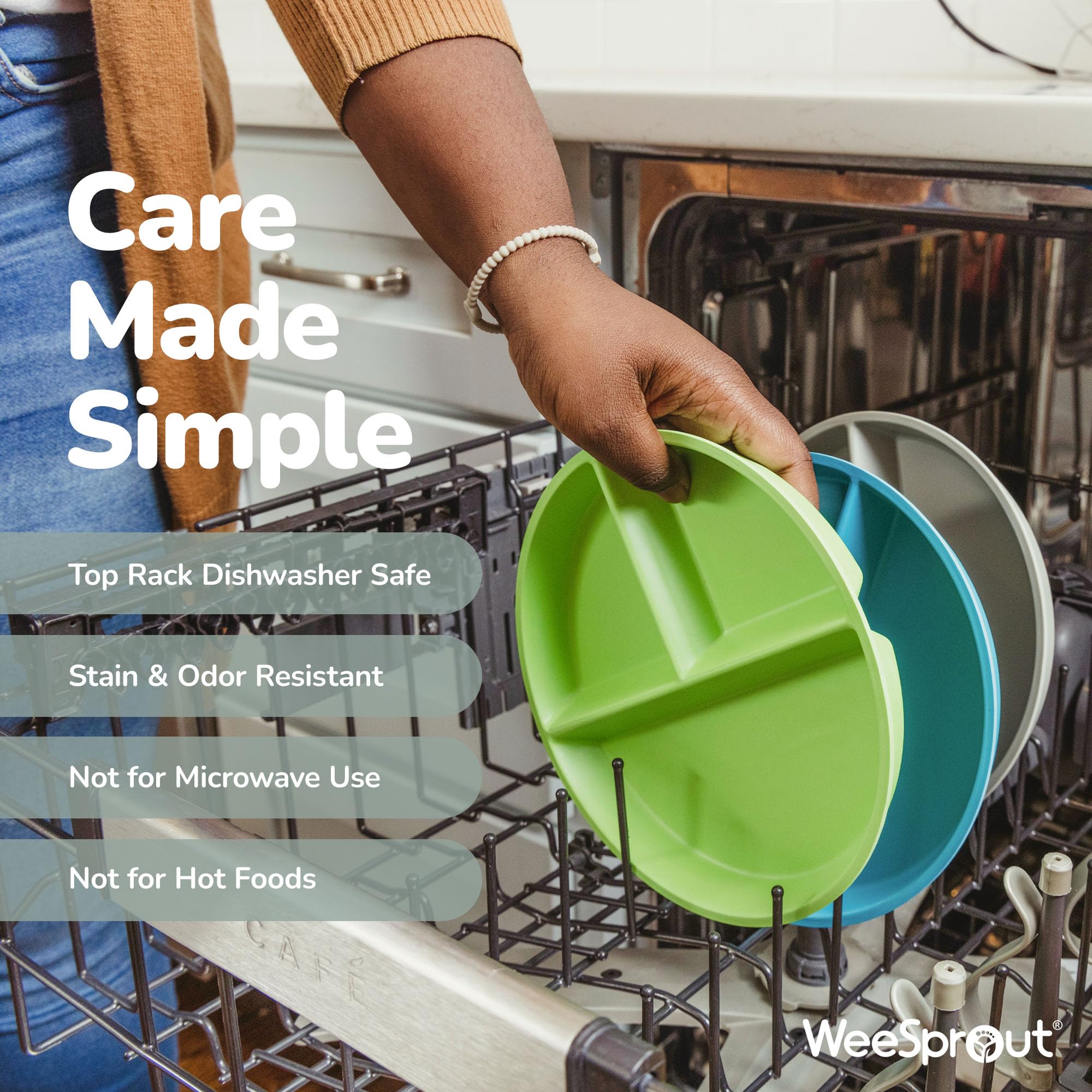 WeeSprout BPA-free plates closeup for safe everyday meals