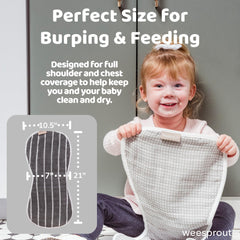 WeeSprout burp cloths peanut shape design lays flat on shoulder