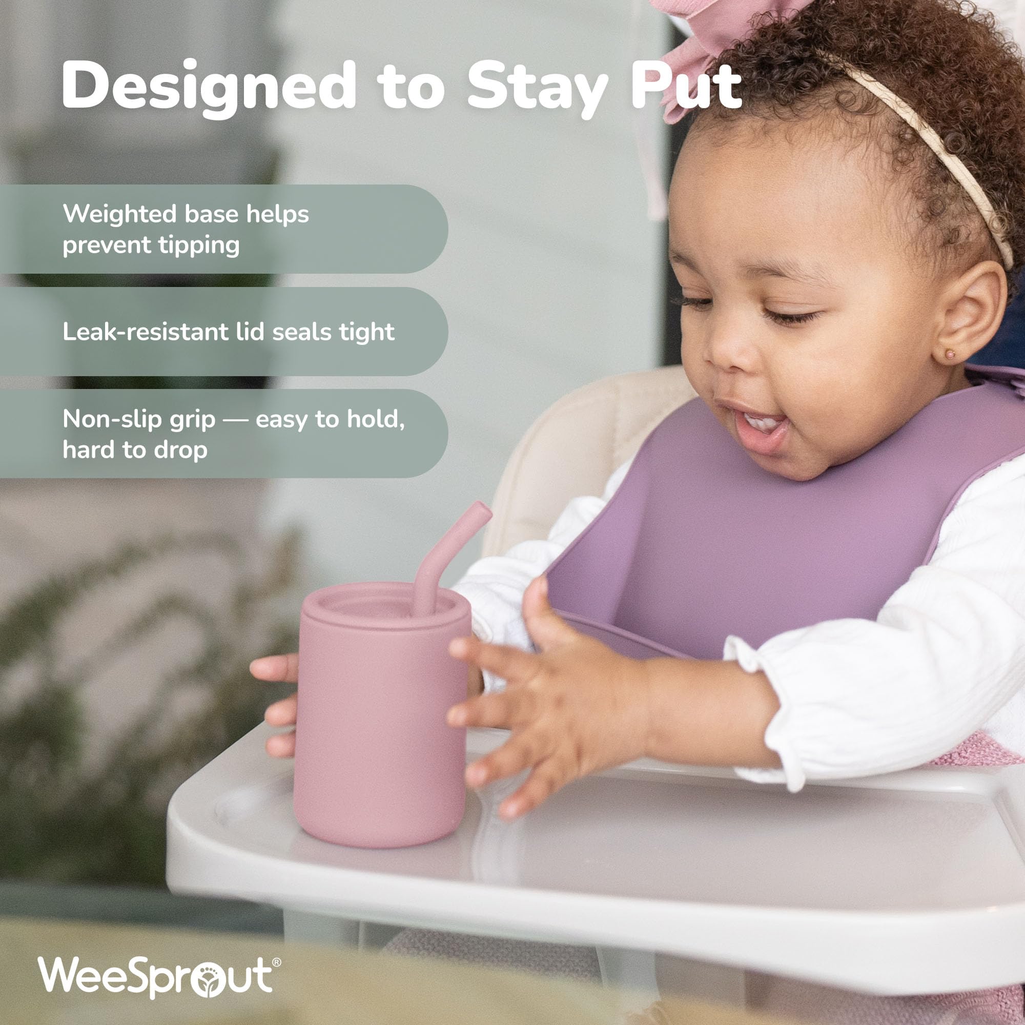 WeeSprout dishwasher-safe cups simplify cleanup after meals.