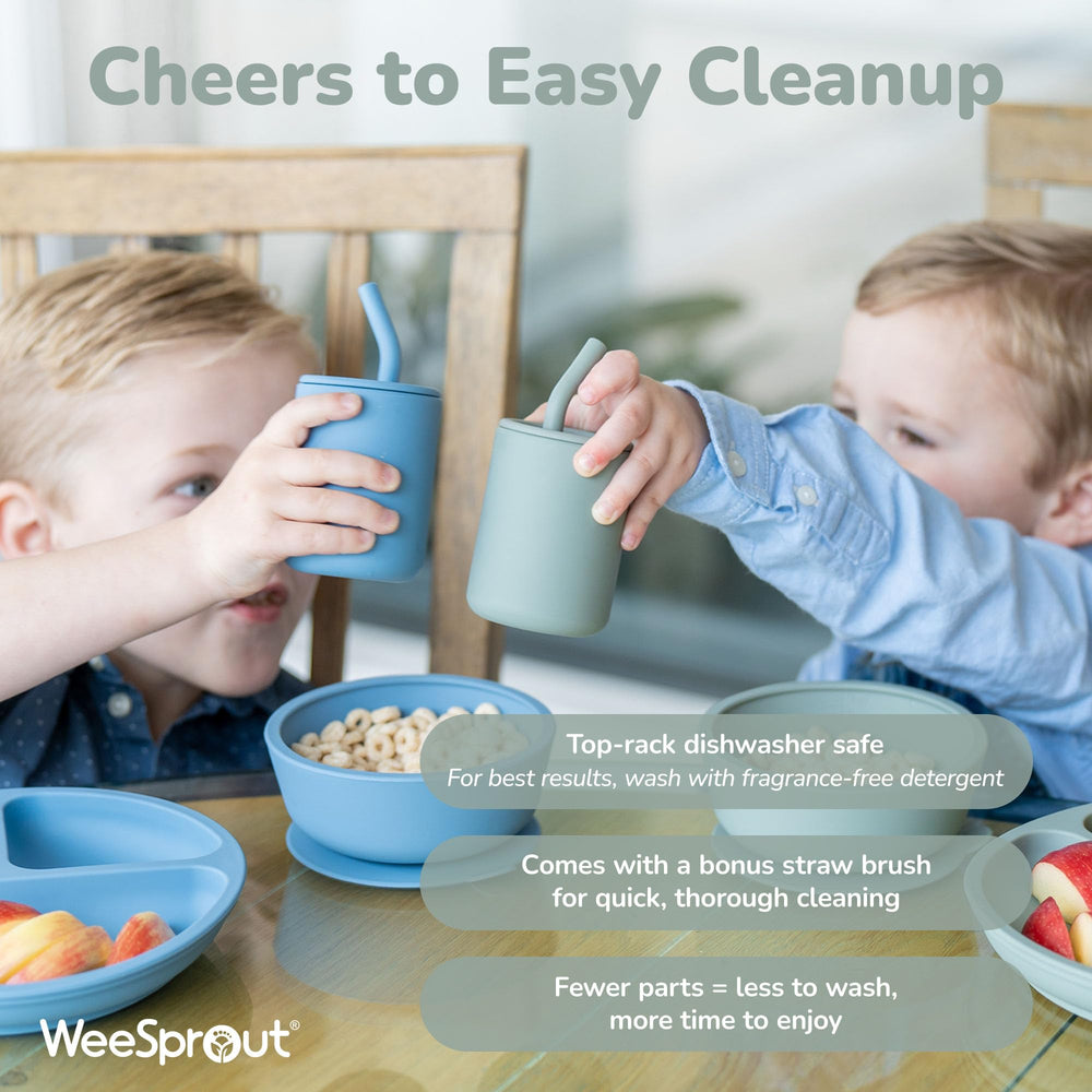WeeSprout cups are dishwasher safe for quick cleanup after meals