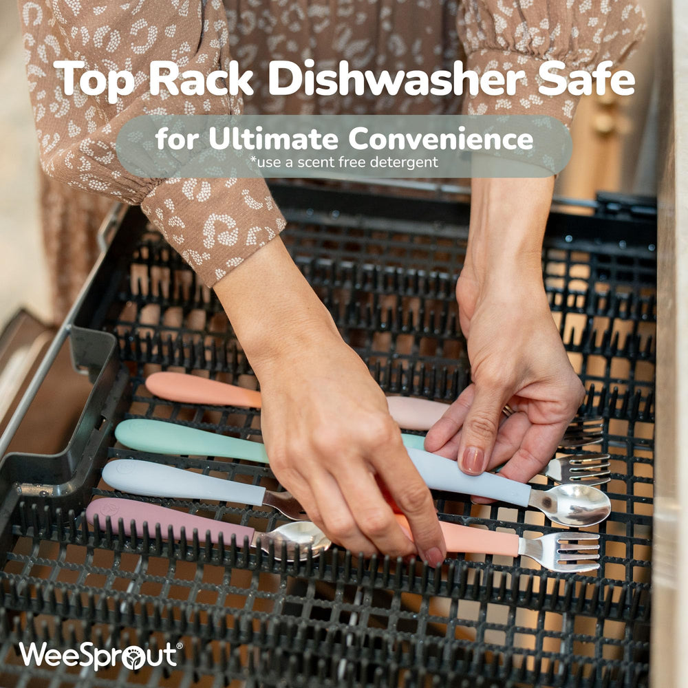 WeeSprout dishwasher-safe utensils - quick cleanup after busy family meals