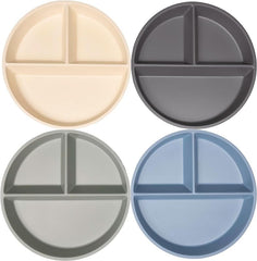 WeeSprout divided bamboo-melamine plate top view promotes independent self-feeding