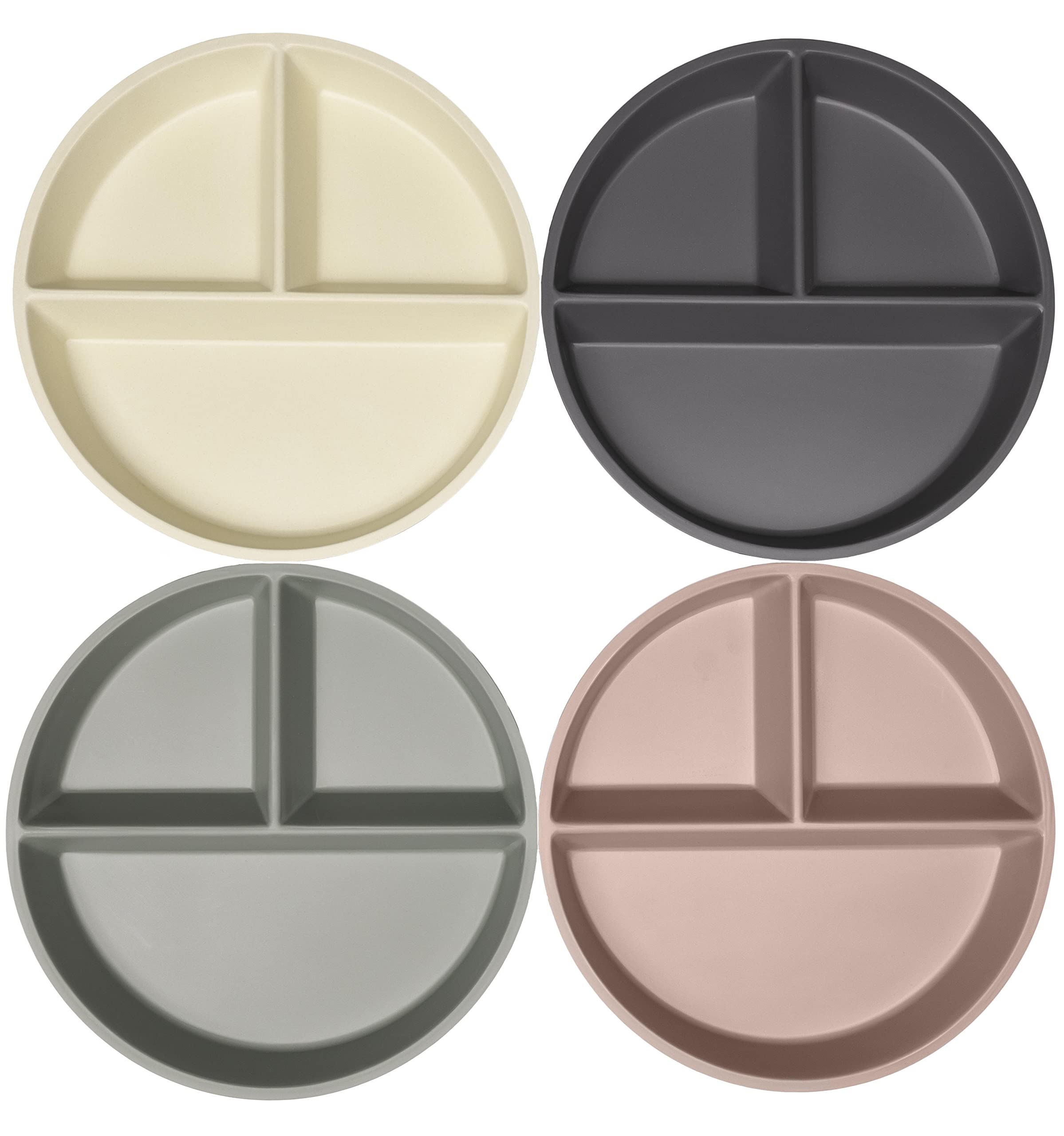 WeeSprout divided bamboo-melamine plates top view for organized meals and independent self-feeding