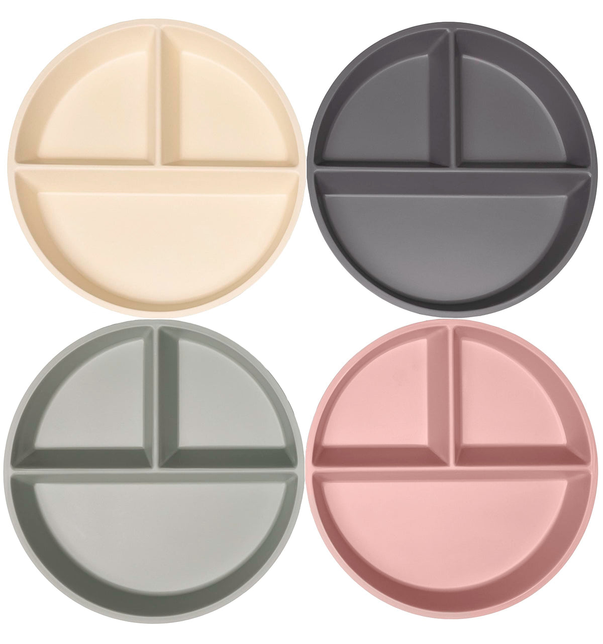 WeeSprout divided bamboo-melamine plates top view for organized meals and independent self-feeding